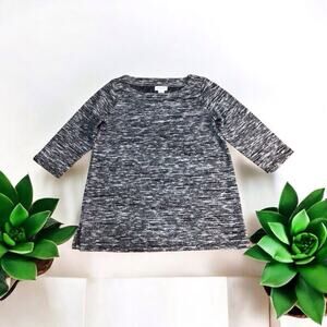 Liz Claiborne Weekend Women L Black Lurex Shimmering Marled Tunic Pullover Top